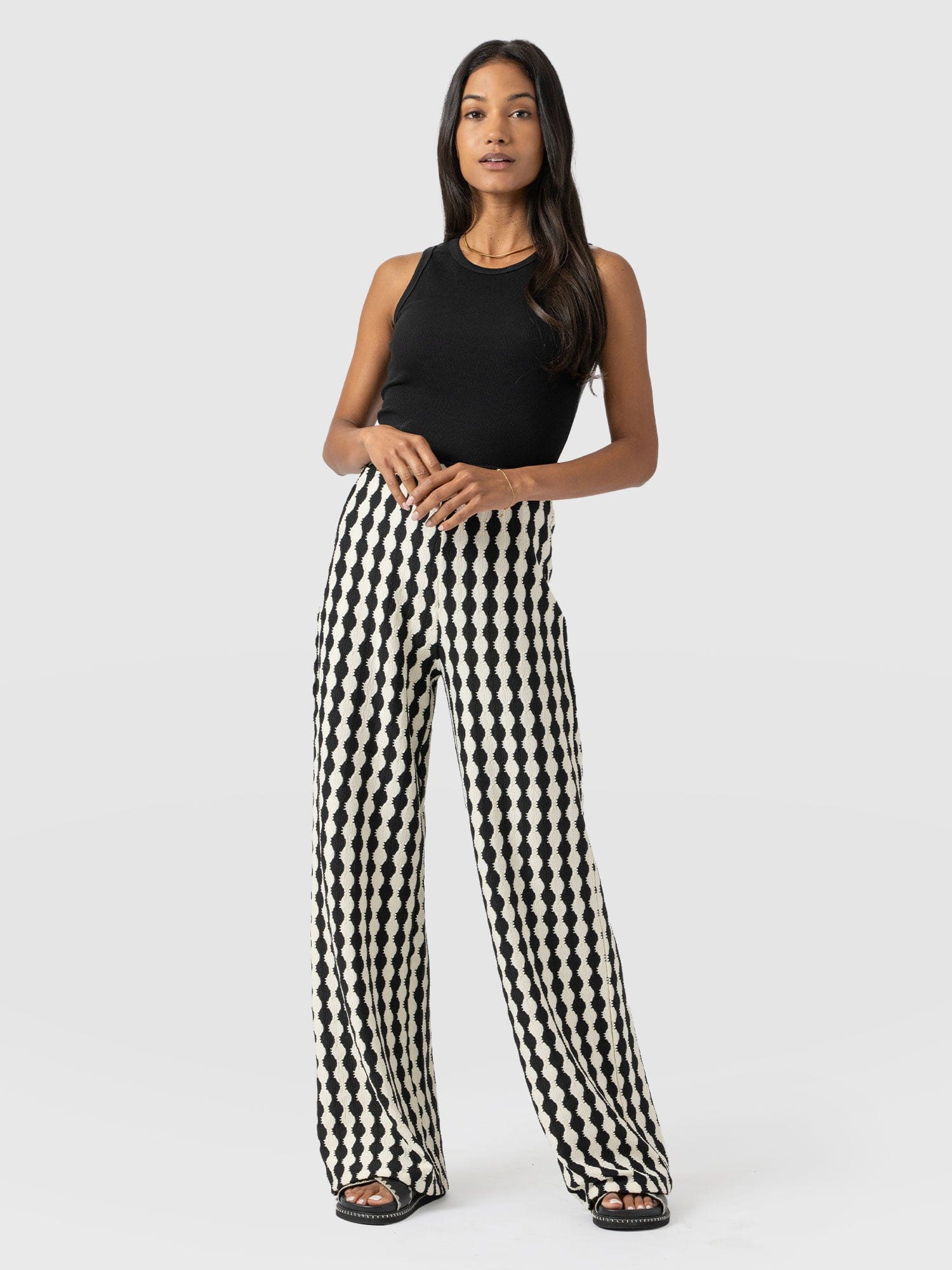 Victory Wide Leg Pant - Black/Cream - Women's Trouserss | Saint + Sofia® USA
